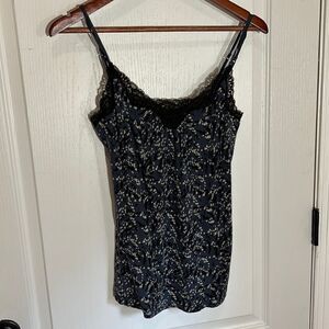 Express Blue Floral Cami with Lace